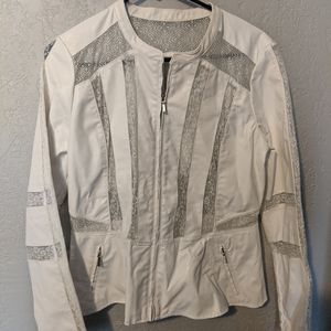 NY&C White lace and leather jacket